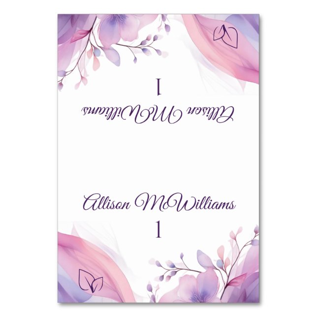 Watercolor Cherry Blossoms -Vegetarian-Wedding- Table Number (Front)