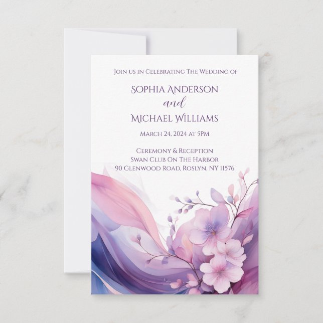 Watercolor Cherry Blossoms-Wedding Invitation (Front)