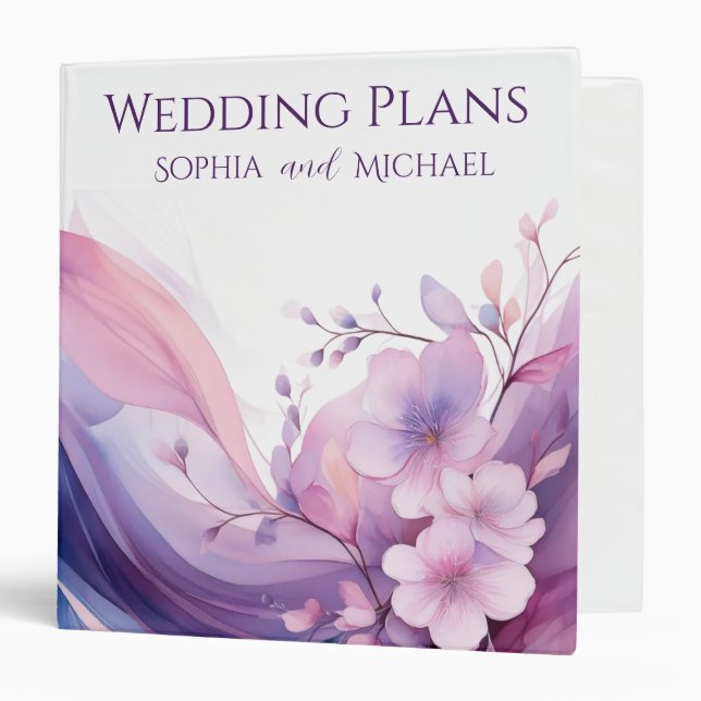 Watercolor Cherry Blossoms-Wedding Plans- Binder (Front/Inside)