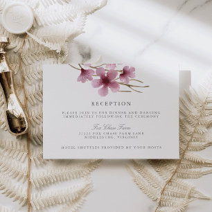 Watercolor Cherry Blossoms Wedding Reception Enclosure Card