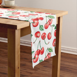 Watercolor Cherry Long Table Runner