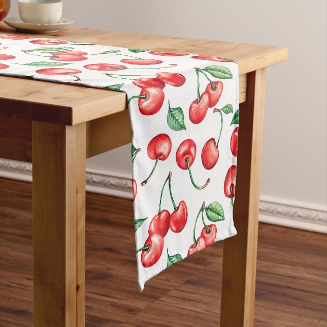Watercolor Cherry Long Table Runner (In Situ)