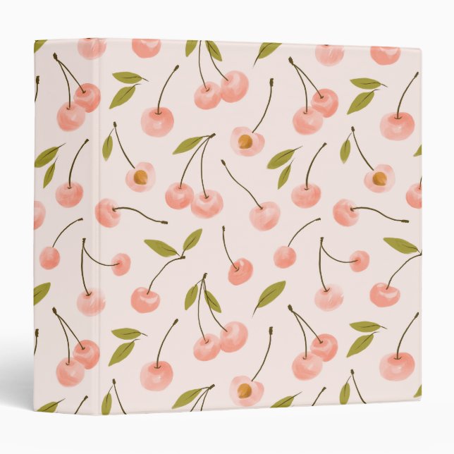 Watercolor Cherry Pattern Binder (Front/Spine)