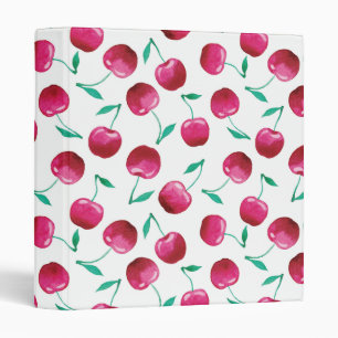 Watercolor Cherry Pattern Binder
