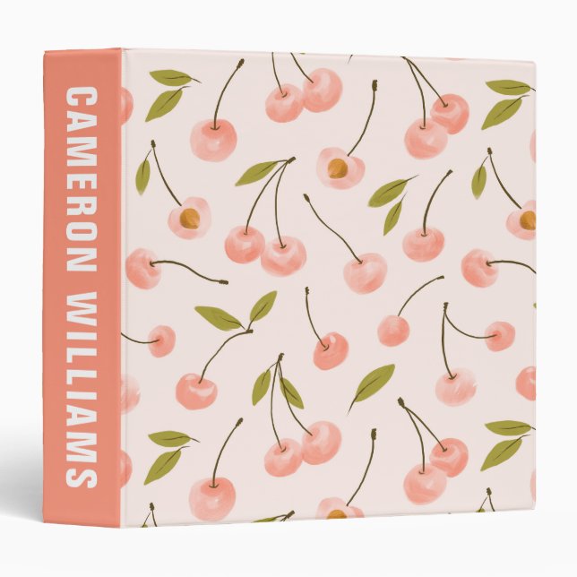 Watercolor Cherry Pattern Binder (Front/Spine)