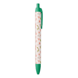 Watercolor Cherry Pattern Black Ink Pen