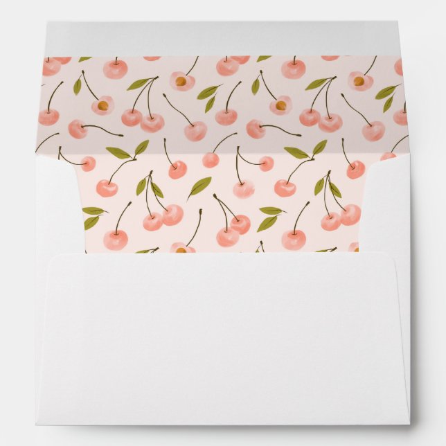 Watercolor Cherry Pattern Envelope (Back (Bottom))