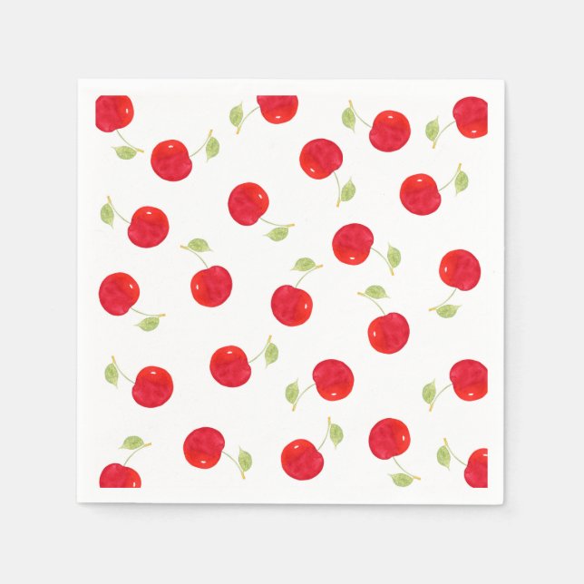 Watercolor Cherry Pattern Napkin (Front)