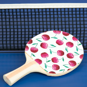 Watercolor Cherry Pattern Ping Pong Paddle