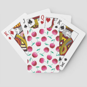 Watercolor Cherry Pattern Playing Cards
