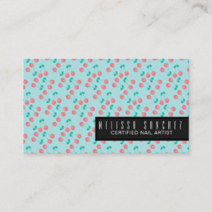 Watercolor Cherry Pattern Salon Beauty Business Card