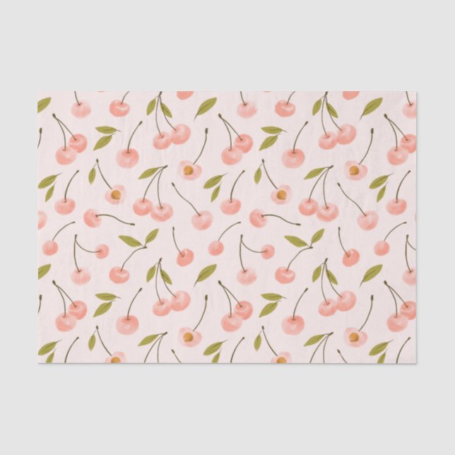 Watercolor Cherry Pattern Tissue Paper (Front)