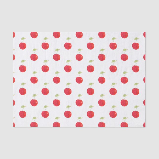 Watercolor Cherry Pattern Tissue Paper (Front)