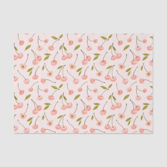 Watercolor Cherry Pattern Tissue Paper (Front)