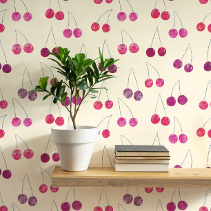 Watercolor Cherry Pattern Wallpaper