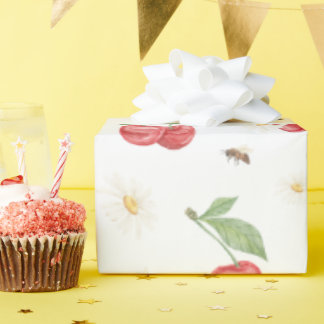 Watercolor Cherry Pattern Wrapping Paper