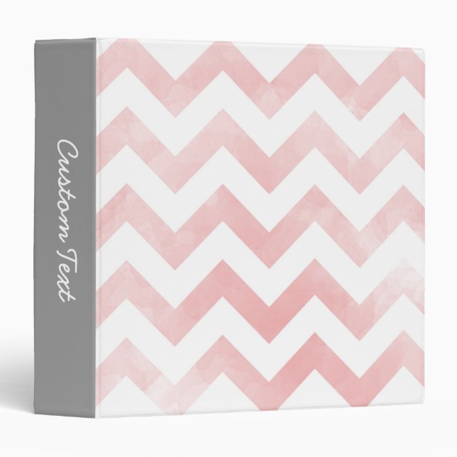 Watercolor Chevron personalized binder - pink (Front/Spine)