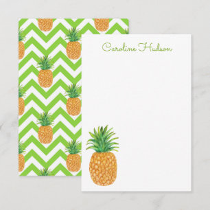 Watercolor Chevron Pineapple Thank You Card