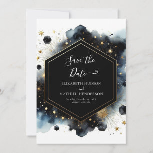 Watercolor Chic Celestial Wedding Save The Date
