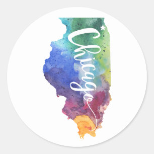 Watercolor Chicago Classic Round Sticker