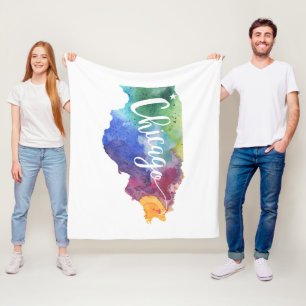 Watercolor Chicago Fleece Blanket