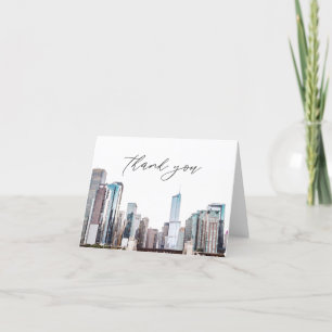 Watercolor Chicago Skyline Carte de remerciements
