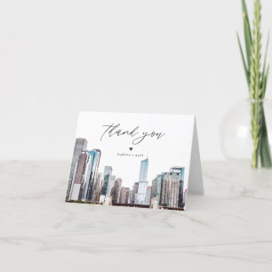 Watercolor Chicago Skyline Carte de remerciements