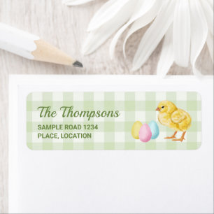 Watercolor Chick And Eggs On Green With Text