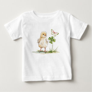 Watercolor Chick With Four-Leaf Clover Baby T-Shirt