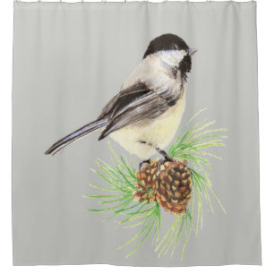Watercolor Chickadee Bird Custom Background colour