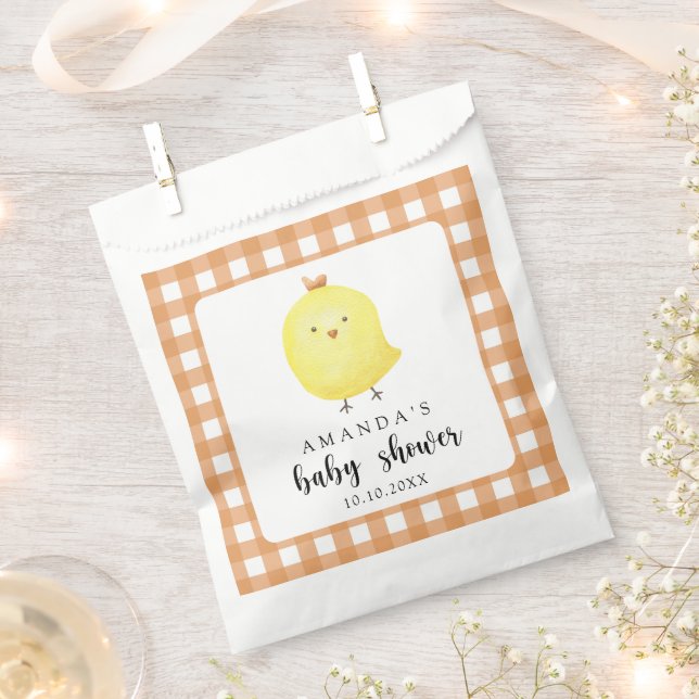 Watercolor Chicken Baby Shower Favour Bag (Clipped)