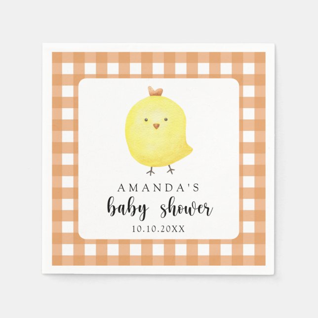 Watercolor Chicken Baby Shower Napkin (Front)