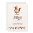 Watercolor Chicken Farm Birthday Invitation