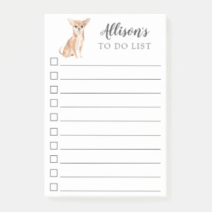 Watercolor Chihuahua Dog Personalized To Do List Post-it Notes