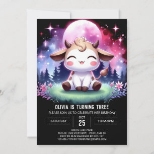 Watercolor Children Cow Birthday Invitation