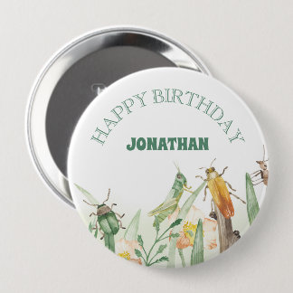 Watercolor Child's Bug Insect Birthday 4 Inch Round Button