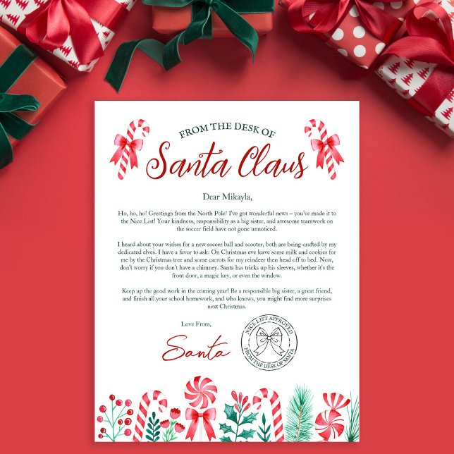 Watercolor Child's Letter from Santa  (Watercolor Child's Letter from Santa)