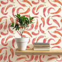 Watercolor Chili Pepper Red Cream
