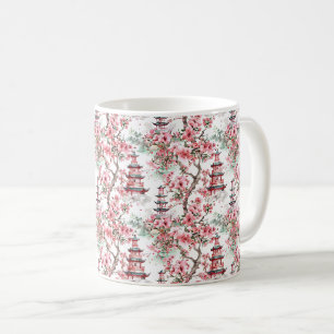 Watercolor Chinese Pagoda - Cherry Blossoms (10) Coffee Mug