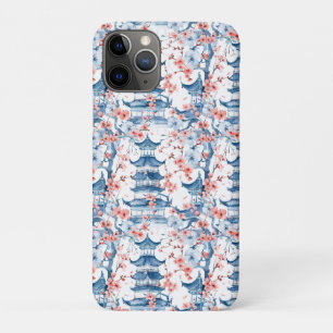Watercolor Chinese Pagoda with Cherry Blossoms (5) iPhone 11 Pro Case