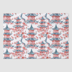 Watercolor Chinese Pagoda with Cherry Blossoms (6) Tissue Paper