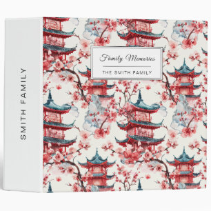 Watercolor Chinese Pagoda with Cherry Blossoms (8) Binder