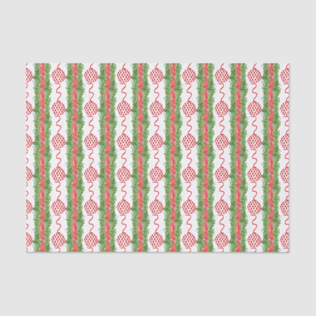 Watercolor Chinoiserie Bow Garland Christmas Tissue Paper (Front)
