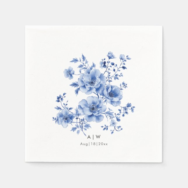 Watercolor Chinoiserie floral Napkin (Front)