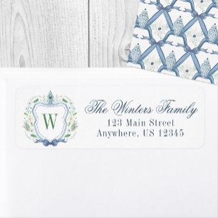 Watercolor Chinoiserie Ginger Jar Monogram Crest