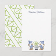 Watercolor Chinoiserie Monkeys Personalized