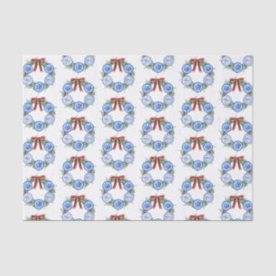 Watercolor Chinoiserie Plates Wreath Christmas Tissue Paper