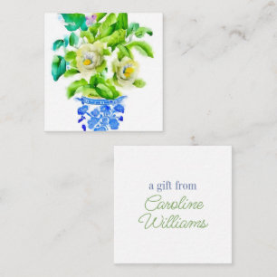 Watercolor Chinoiserie Vase with Flowers Enclosure Card