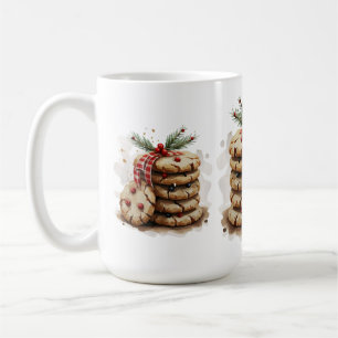 Watercolor Chip Cookies Red Green Christmas Coffee Mug