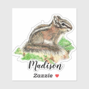 Watercolor Chipmunk Animal  Custom Name